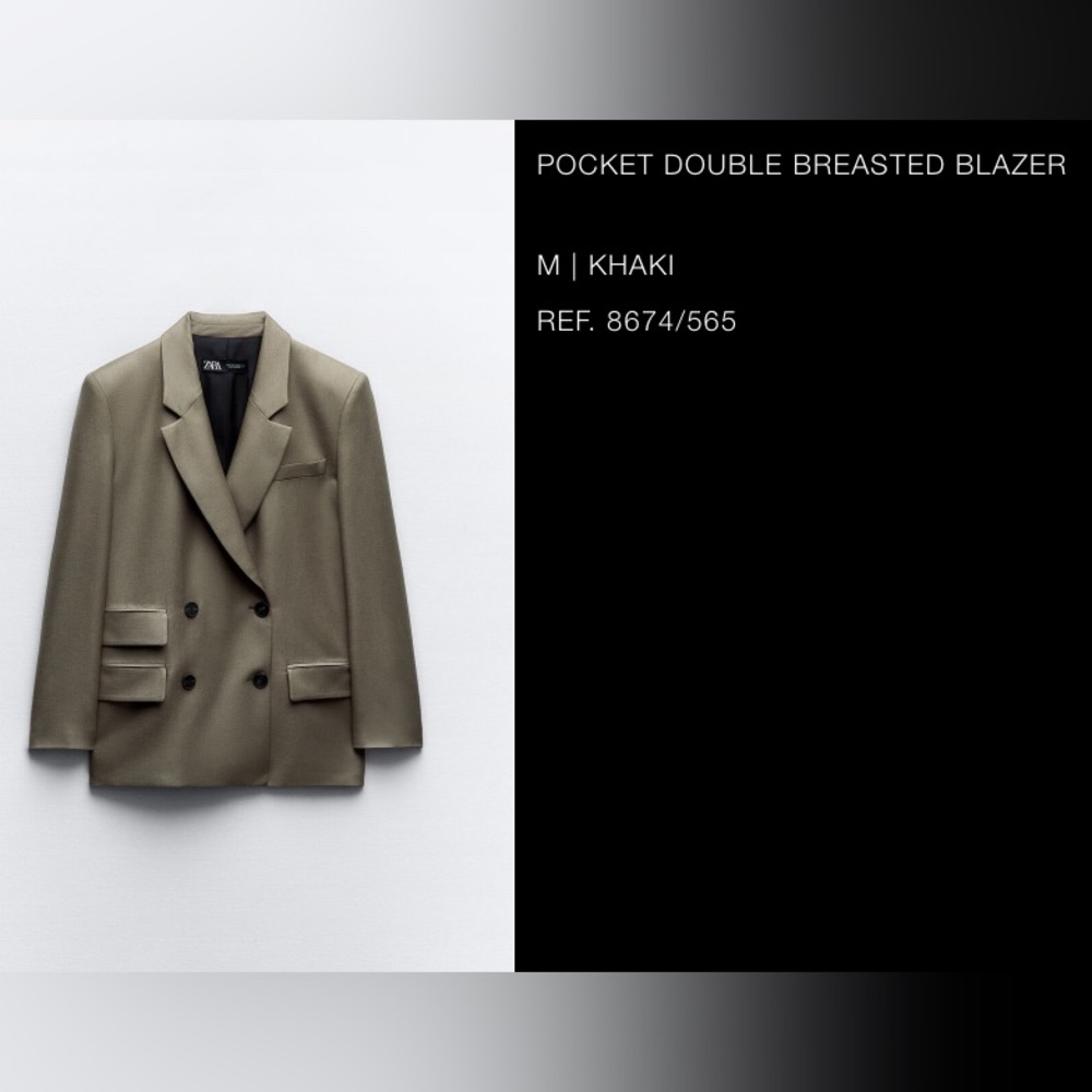 NWT ZARA POCKET DOUBLE BREASTED BLAZER